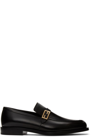 Fendi: Black 'Forever Fendi' Baguette Loafers | SSENSE