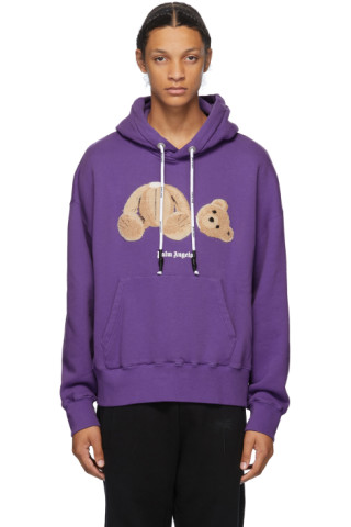 Purple Bear Hoodie by Palm Angels on Sale