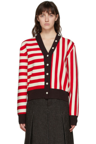 SUNNEI: Red & Off-White Twinset Cardigan | SSENSE