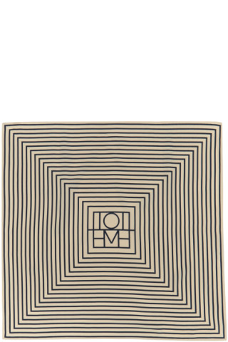 TOTEME: Off-White & Navy Silk San Remo Scarf | SSENSE