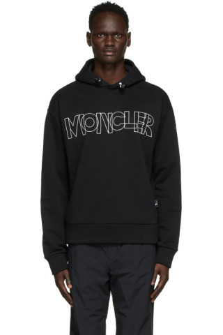 Moncler Grenoble: Black Graphic Lettering Hoodie | SSENSE Canada