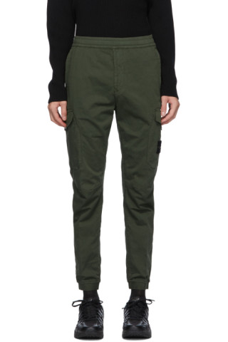 Stone Island: Green Drawstring Cargo Pants | SSENSE