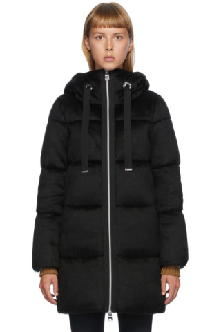 Herno: Black Down Woolfur Zip Up Coat | SSENSE