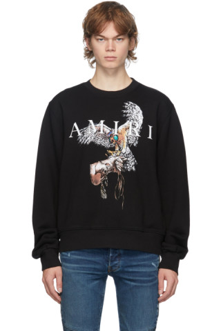 AMIRI: Black Falcon Crewneck Sweatshirt | SSENSE