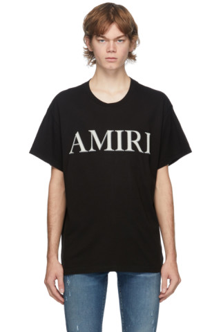AMIRI: Black Stitch Logo T-Shirt | SSENSE
