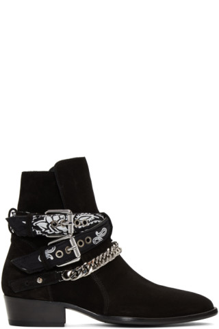 amiri black bandana buckle boots