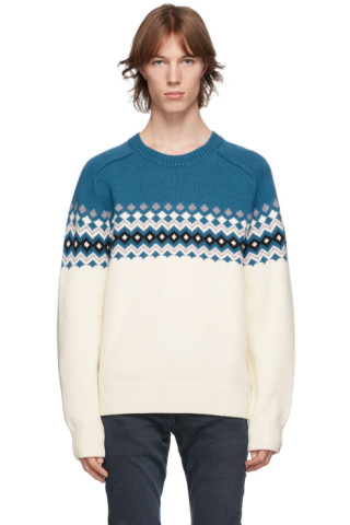 Blue & Off-White Merino Fair Isle Lloyd Sweater by rag & bone on Sale