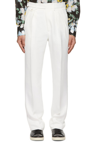 TOM FORD: White Viscose Twill Trousers | SSENSE