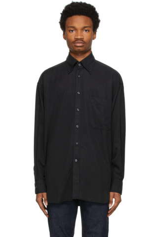 TOM FORD: Black Garment-Dyed Leisure Shirt | SSENSE