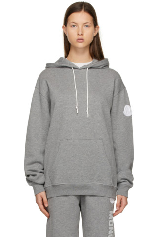 Moncler: Grey Oversized Logo Hoodie | SSENSE