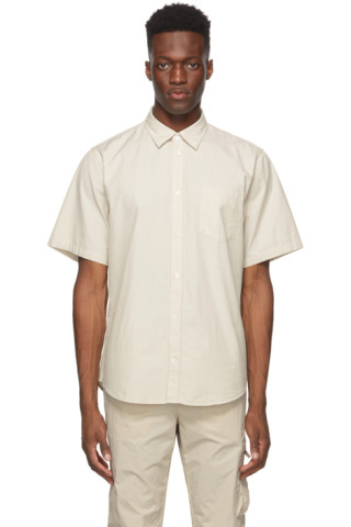 NORSE PROJECTS: Beige Micro Texture Osvald Short Sleeve Shirt | SSENSE