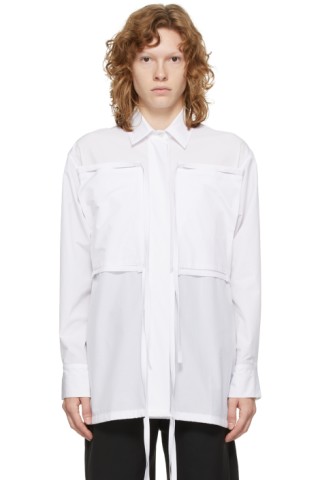 White Flap Over Shirt by Markoo on Sale