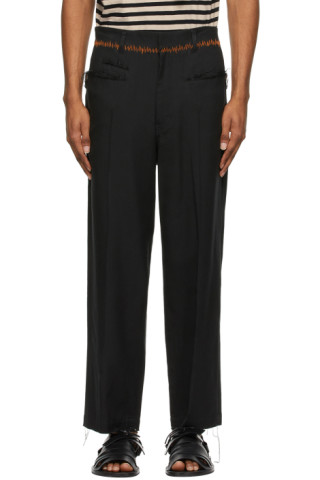 BED J.W. FORD: Black Cashmere Tapered Trousers | SSENSE