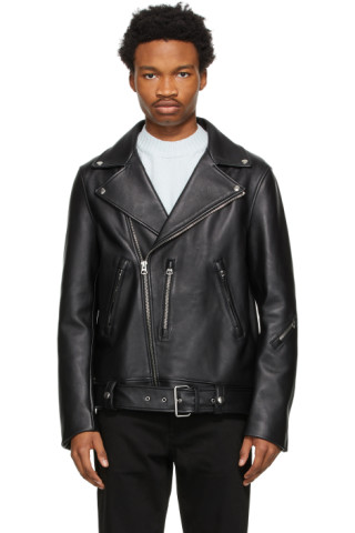 Acne Studios: Black Leather Biker Jacket | SSENSE