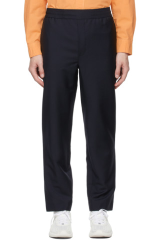 Acne Studios: Navy Mohair Casual Trousers | SSENSE