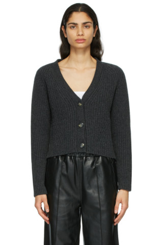 GANNI: Grey Rib Knit Cardigan | SSENSE