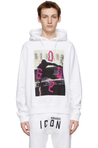 Dsquared2: White Run Cool Hoodie | SSENSE