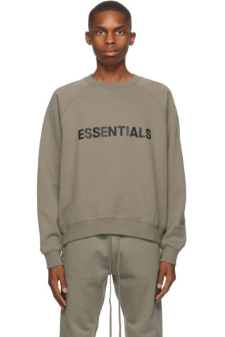 Essentials: Taupe Pullover Logo Sweatshirt | SSENSE
