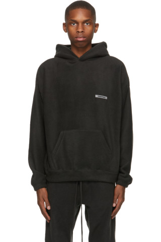 Black Polar Fleece Hoodie by Essentials on Sale