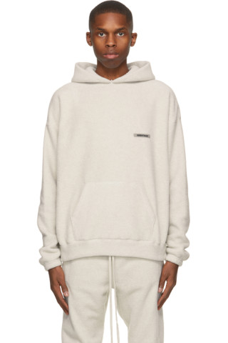 Essentials: Grey Polar Fleece Hoodie | SSENSE