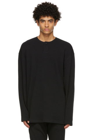 Essentials: Black Thermal Henley | SSENSE Canada