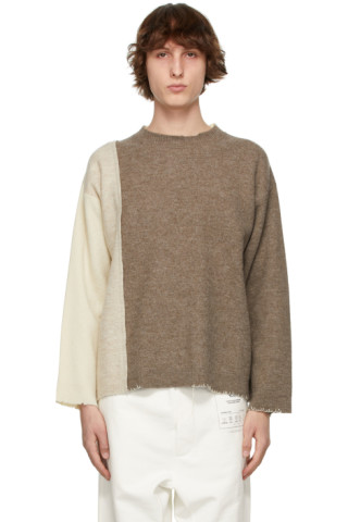 Maison Margiela: Brown Wool Paneled Sweater | SSENSE