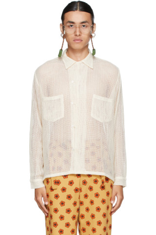 Bode: Off-White Cotton Net Shirt | SSENSE