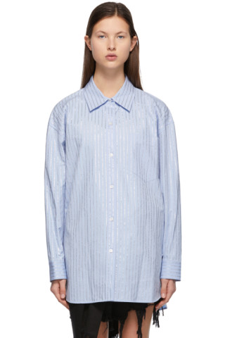 Alexander Wang: Blue Crystal Hotfix Shirt | SSENSE