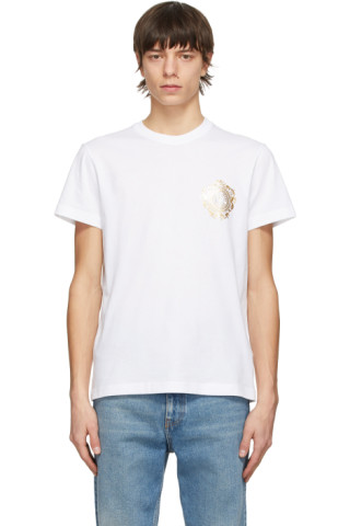 White Logo Chest T-Shirt by Versace Jeans Couture on Sale