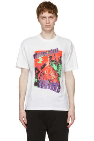 Versace Jeans Couture: White Graphic T-Shirt | SSENSE