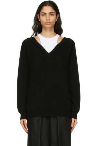 Black Classic Bi-Layer Sweater by alexanderwang.t on Sale