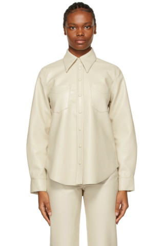 AGOLDE: Off-White Vegan Leather Paloma Shirt | SSENSE