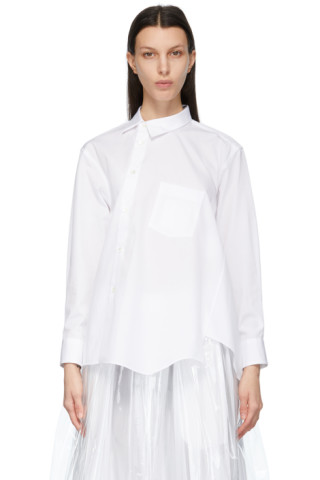 Comme des Garçons: White Asymmetric Shirt | SSENSE