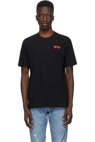 Shop Comme des Garçons PLAY Double Heart T-Shirt