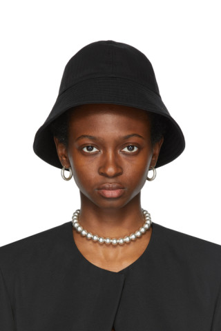 Black Canvas Bucket Hat by Jil Sander on Sale