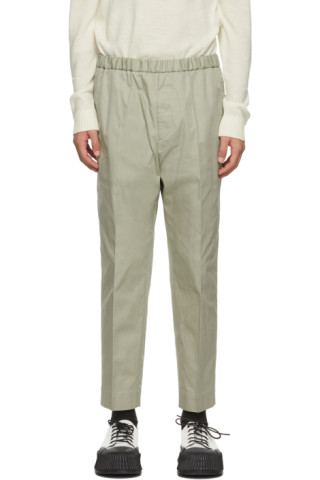 Jil Sander Khaki Gabardine Cropped Trousers