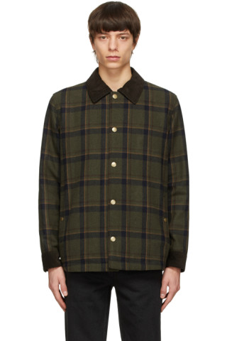 A.P.C.: Khaki Wool Checkered Jacket | SSENSE