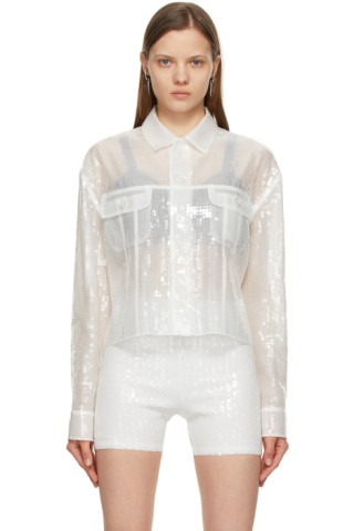 Junya Watanabe: White Sequin Jacket | SSENSE