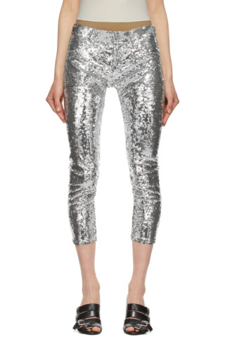 Junya Watanabe: Silver Sequin Cropped Trousers | SSENSE