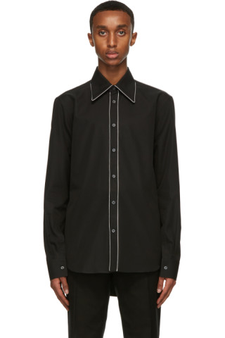 Alexander McQueen: Black 70's Collar Contrast Piping Shirt | SSENSE