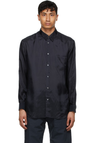 Comme des Garçons Shirt: Navy Satin Forever Shirt | SSENSE