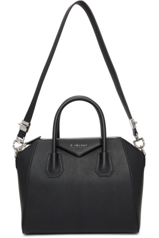 Givenchy: Black Grained Small Antigona Bag | SSENSE