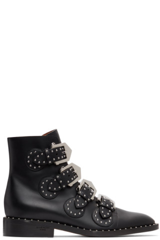 Givenchy: Black Elegant Studs Ankle Boots | SSENSE