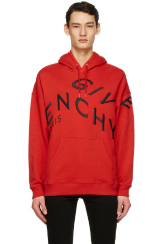 Givenchy: Red Big Embroidered Refracted Hoodie | SSENSE UK