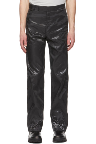 HELIOT EMIL: Black Liquid Metal Trousers | SSENSE