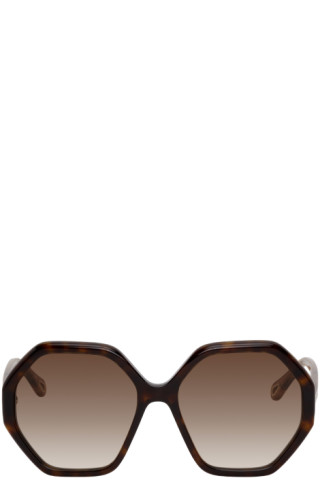 Chloé: Tortoiseshell Esther Hexagonal Sunglasses | SSENSE