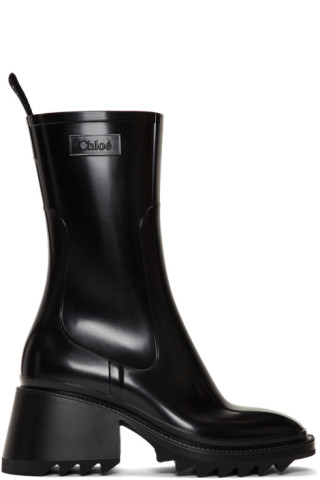 Black PVC Betty Rain Boots by Chloé on Sale