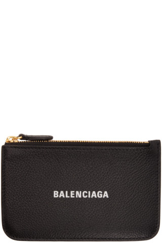 Balenciaga: Black Cash Zip Card Holder | SSENSE