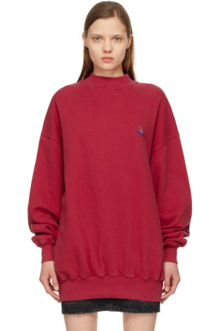 Balenciaga: Red Embroidered Logo Sweatshirt | SSENSE