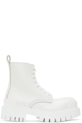 Balenciaga: White Strike Boots | SSENSE Canada